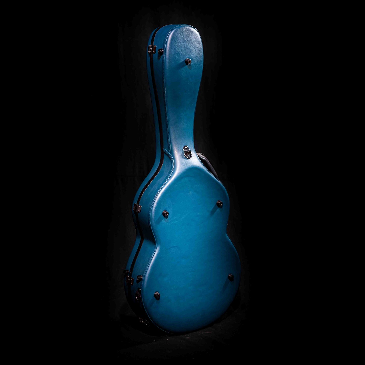 Hozen Guitars Polycarbonate Case Fully Bounded in Blue Leather