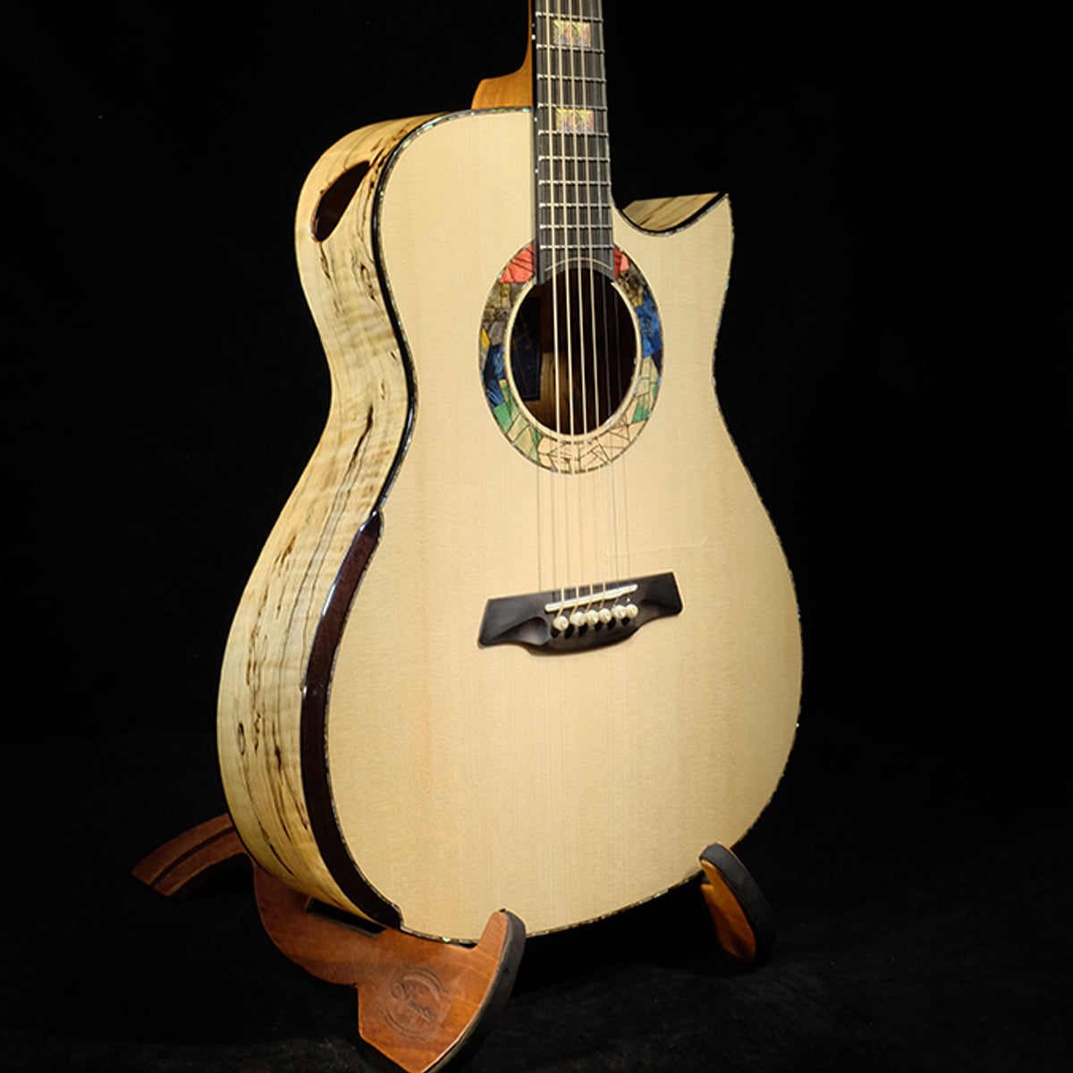 Blue Label | Deep OM Swiss Moon Flamed Spalted Maple #143