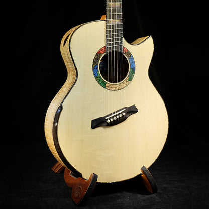 Blue Label | SJ Swiss Moon Tibetan Spalted Maple Fan Fret | #148 Hold