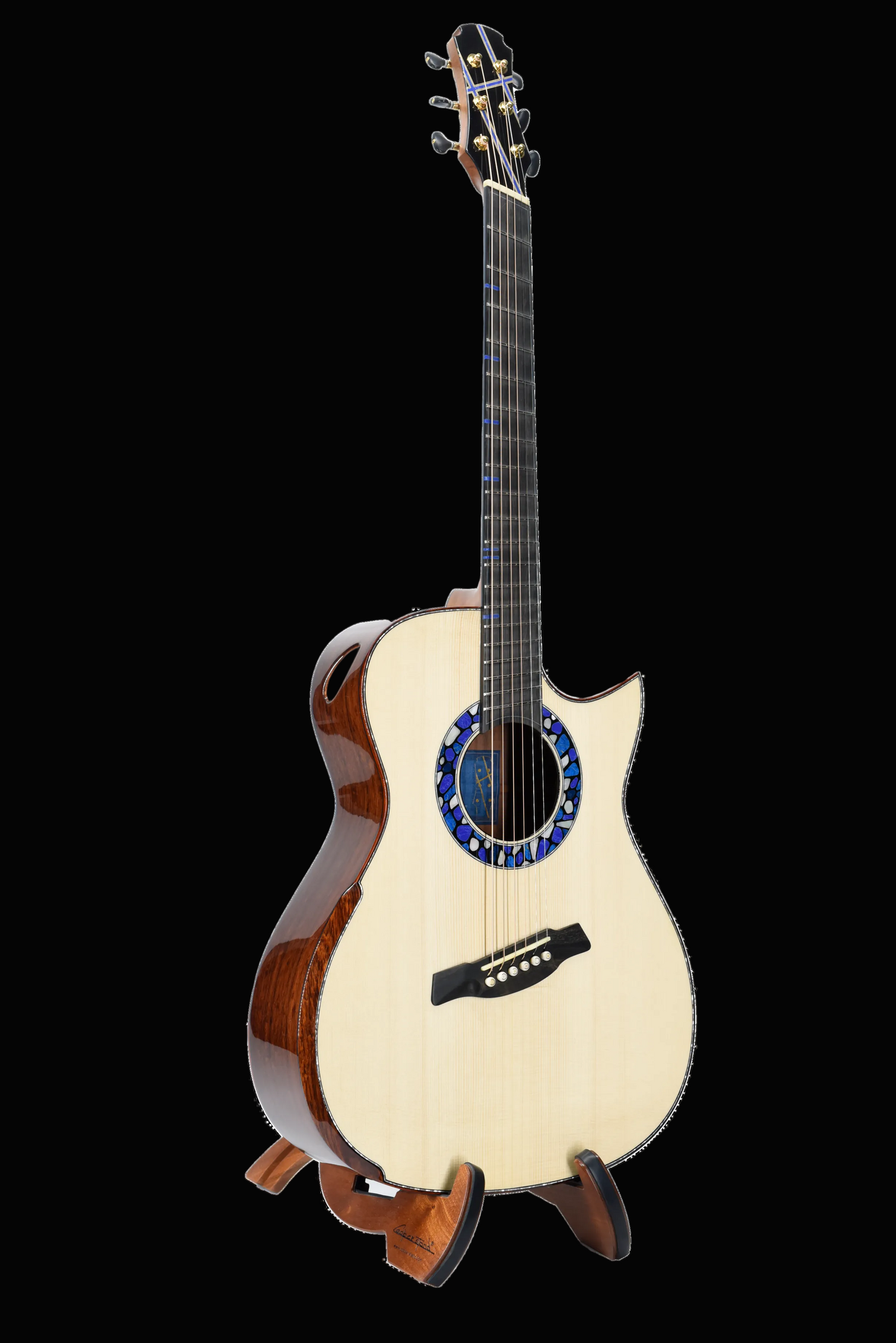 Blue Label | #307 | Deep OM Swiss Moon Mexican Granadilo | Fan-fret