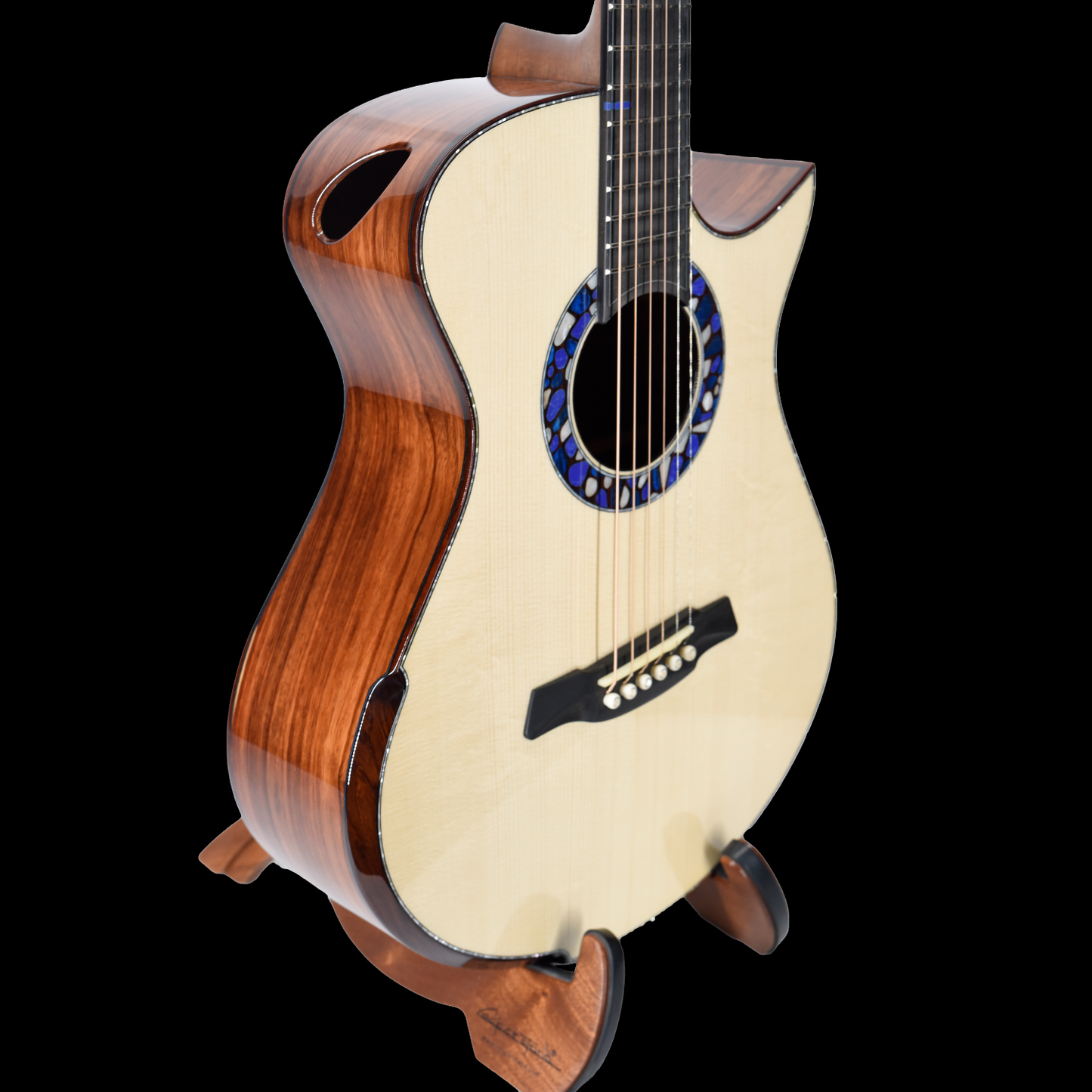 Blue Label | Vera OO Swiss Moon Spruce Mexican Granadillo Fan Fret | #308 | Hold