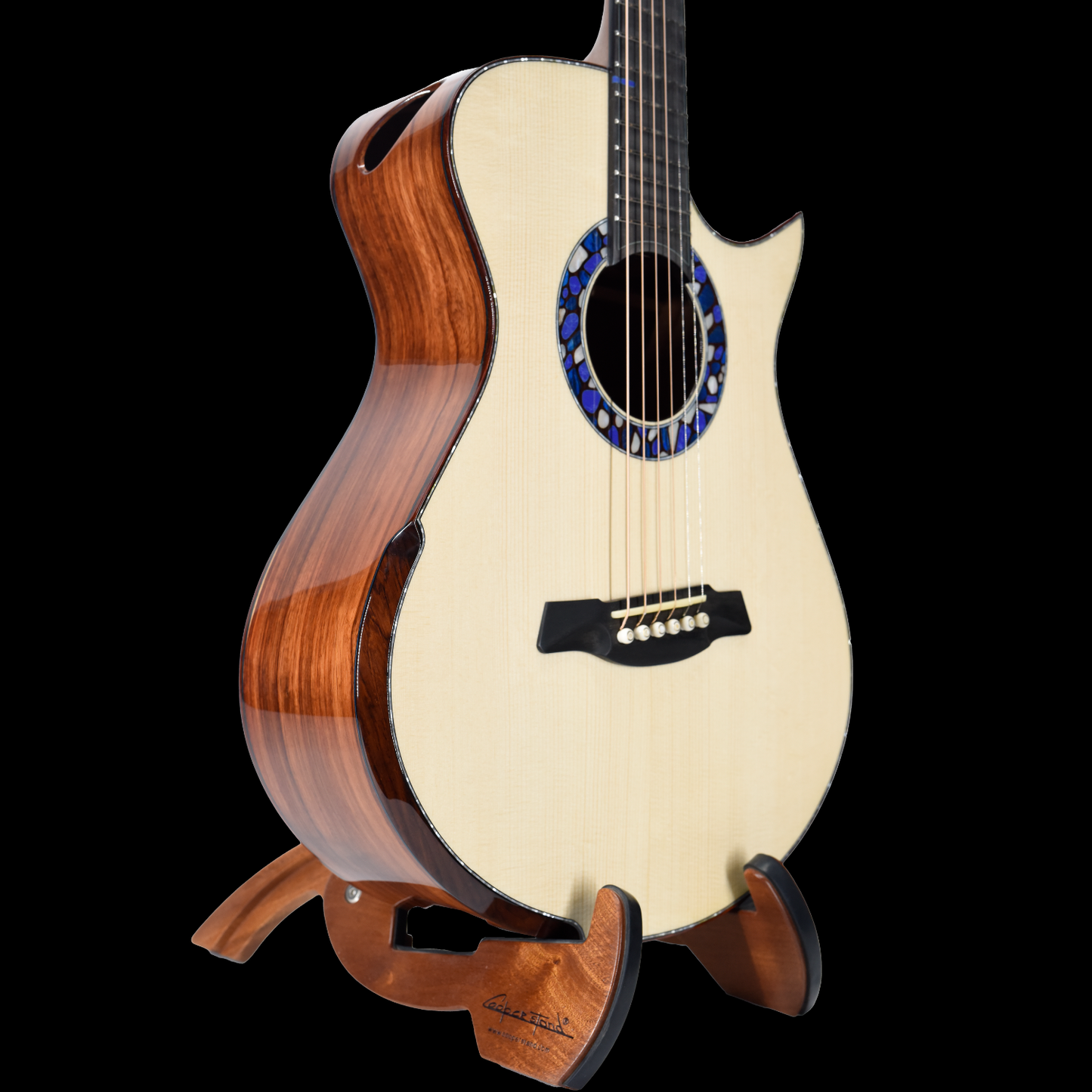 Blue Label | Vera OO Swiss Moon Spruce Mexican Granadillo Fan Fret | #308 | Hold