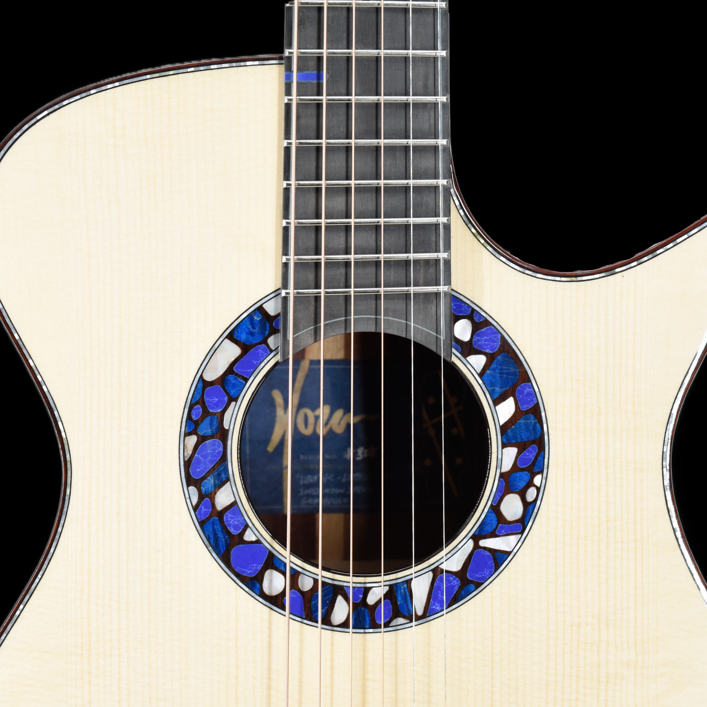 Blue Label | Vera OO Swiss Moon Spruce Mexican Granadillo Fan Fret | #308 | Hold