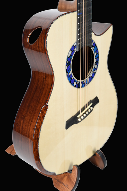 Blue Label | #307 | Deep OM Swiss Moon Mexican Granadilo | Fan-fret