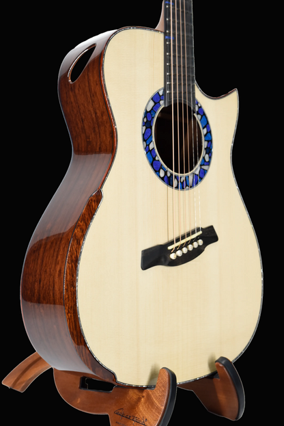 Blue Label | #307 | Deep OM Swiss Moon Mexican Granadilo | Fan-fret