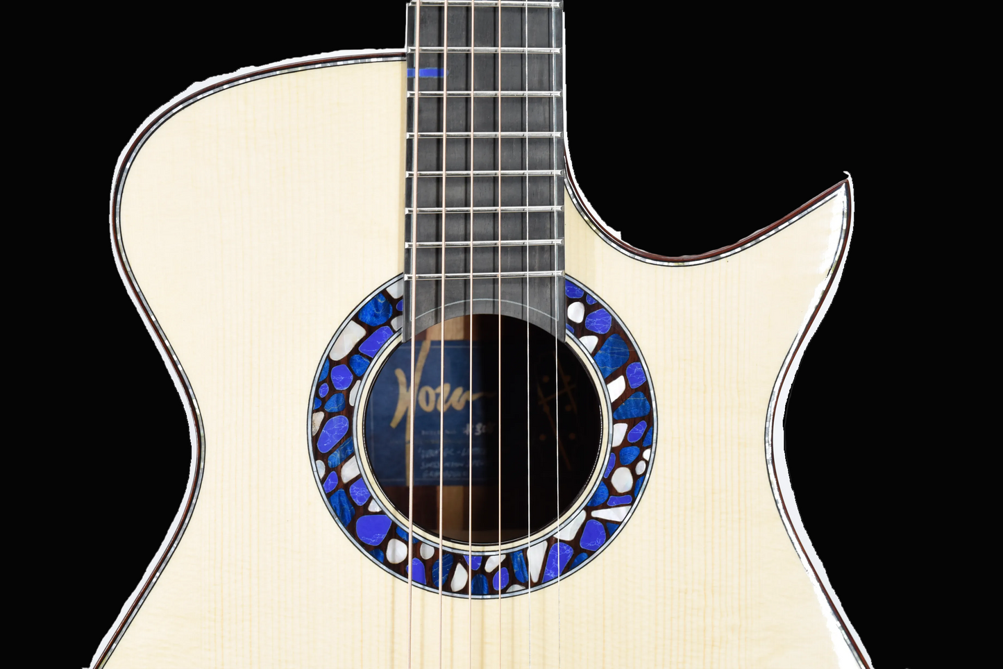 Blue Label | #307 | Deep OM Swiss Moon Mexican Granadilo | Fan-fret