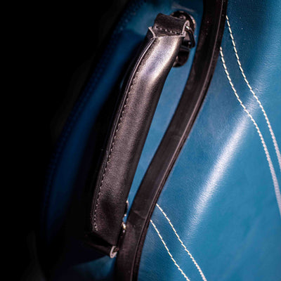 Hozen Guitars Polycarbonate Case Fully Bounded in Blue Leather