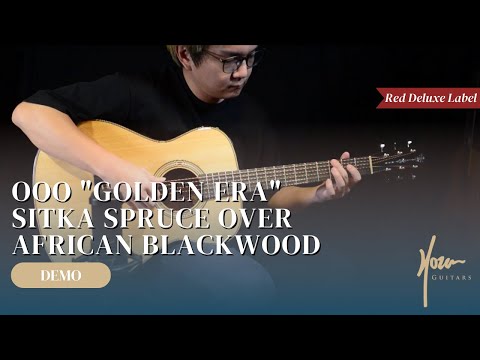 Hozen Guitars Red Deluxe | OOO Short Scale Golden Adirondack