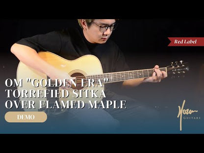 Red Label |  OM Torrefied Sitka Flamed Maple | Golden Era Maple Neck